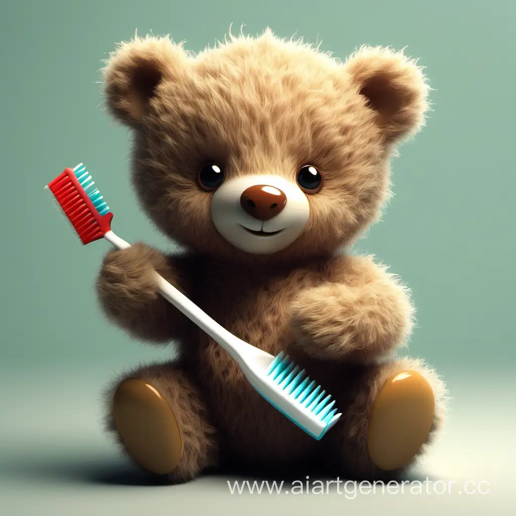 Adorable-Bear-Cub-Brushing-Its-Fluffy-Fur-with-a-Toothbrush