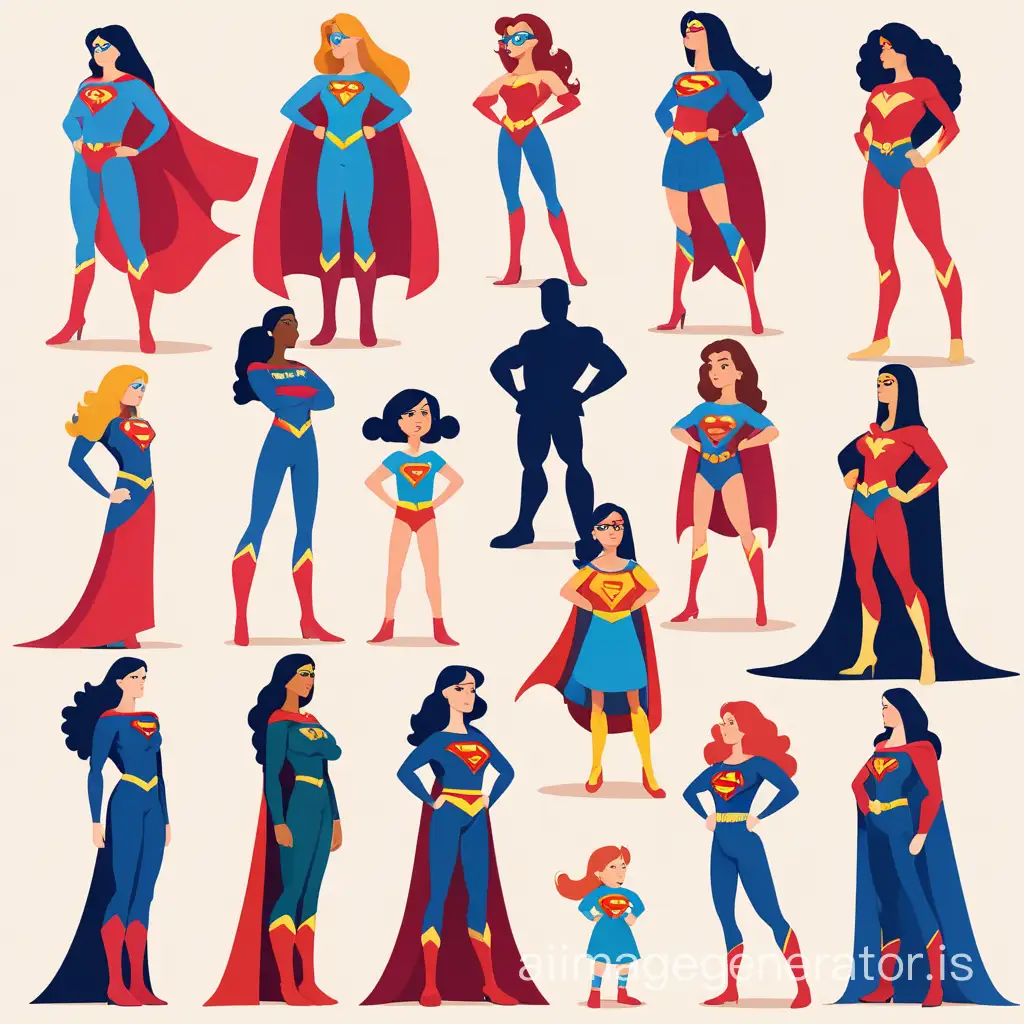 Empowering-Womens-Day-Tribute-Silhouetted-Superwoman-in-Diverse-Roles