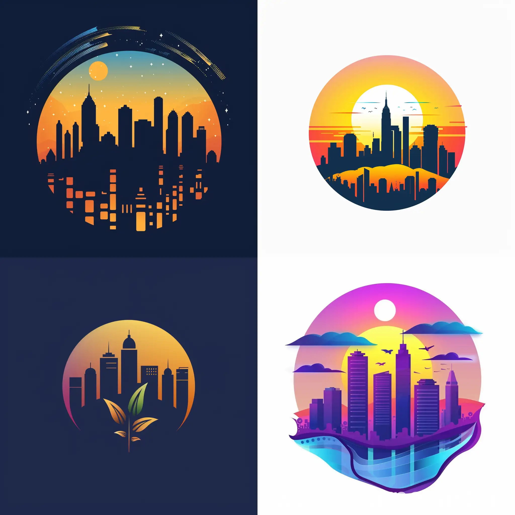 Make an A beutiful logo with a city background