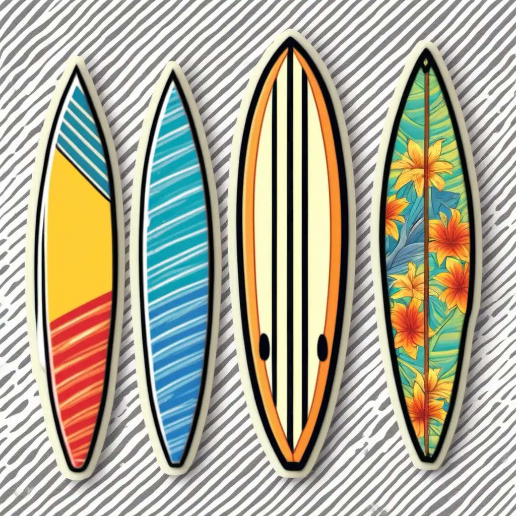 Colorful Surf Board Clipart Sticker Patch