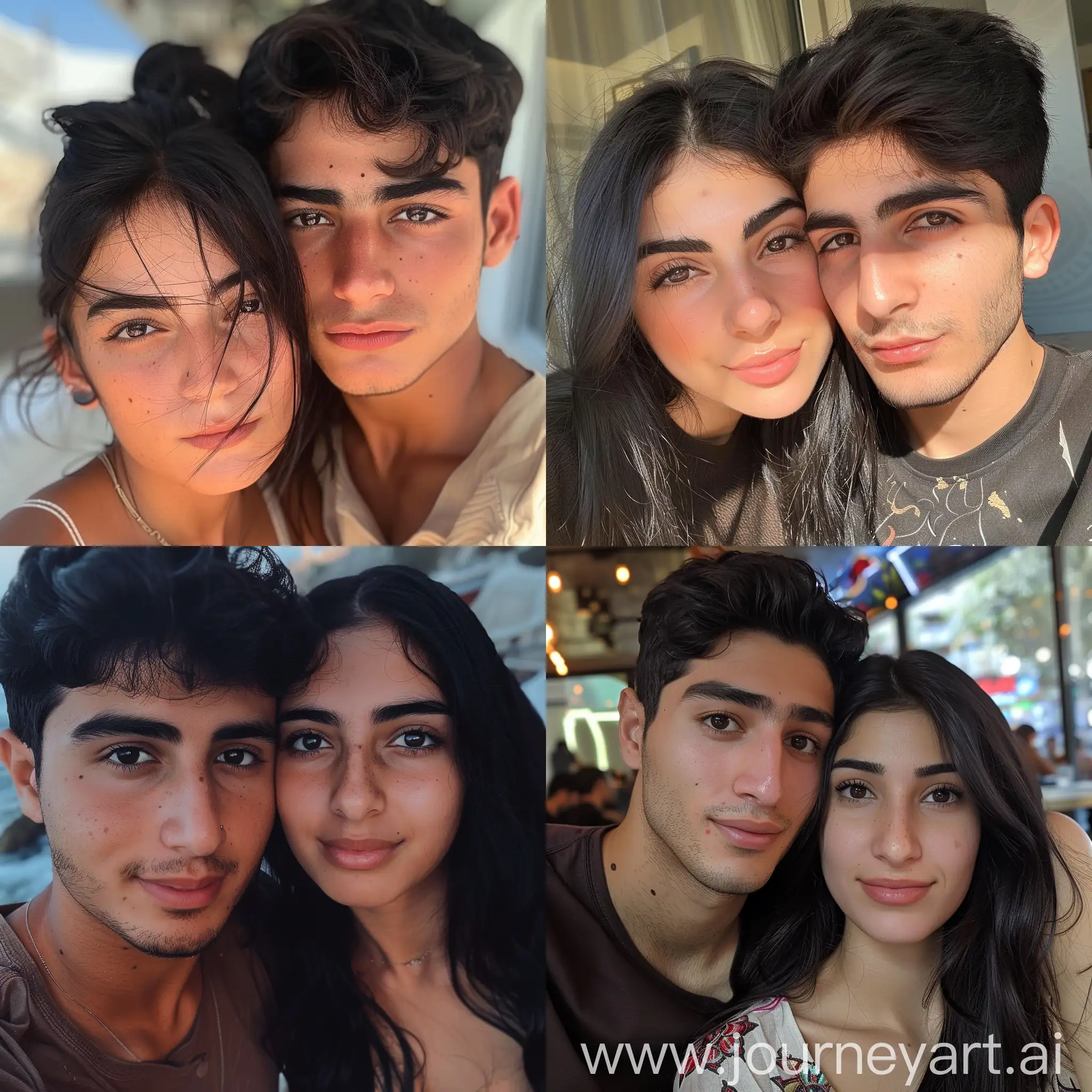 Красивая смуглая армянская девушка 28 лет с чёрными волосами и карими глазами встречается с красивым смуглым кареглазым иранским мальчиком 18 лет