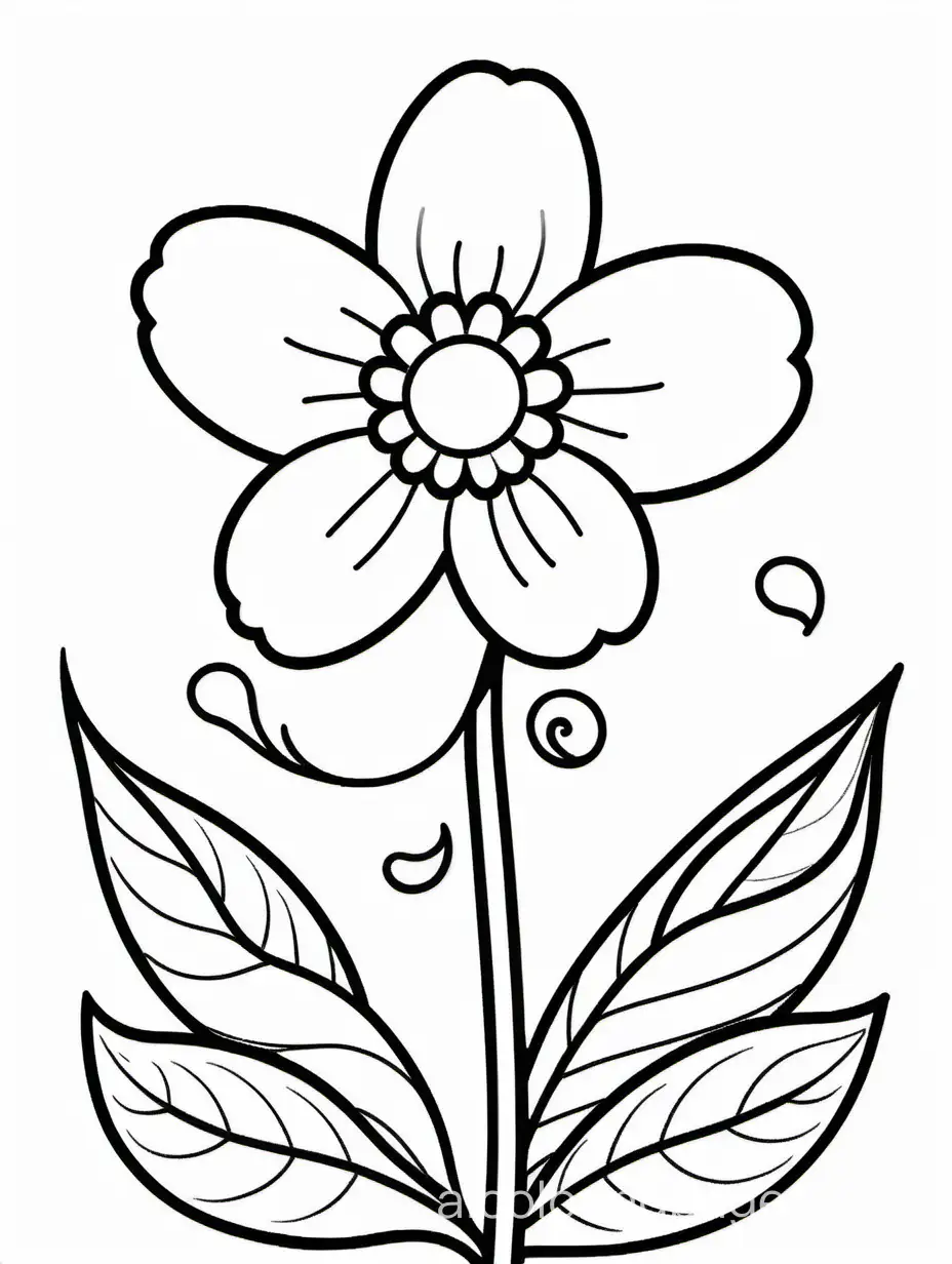 Simple-Flower-Coloring-Page-for-Kids-Black-and-White-Outline-on-White-Background