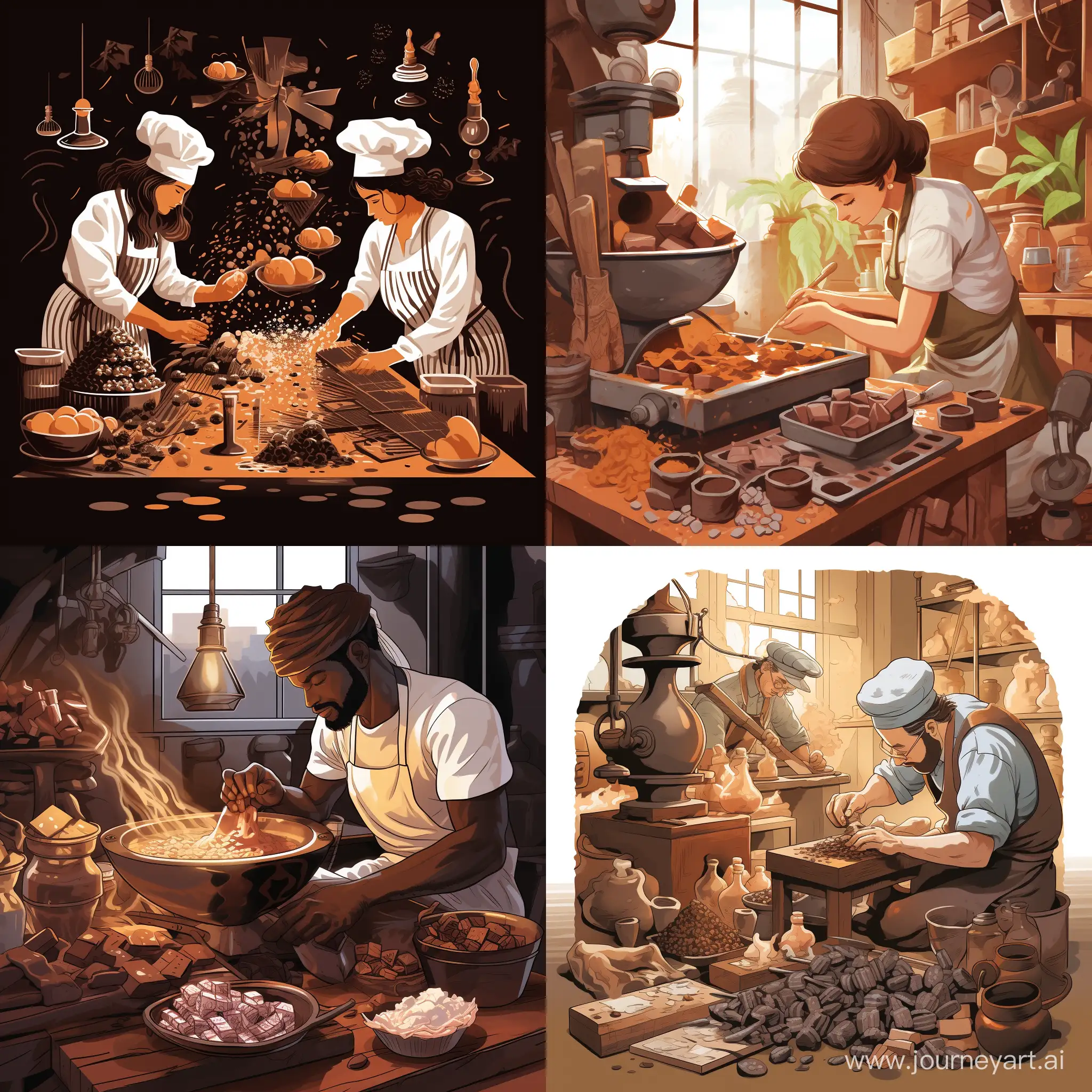 Illustration about chocolate making