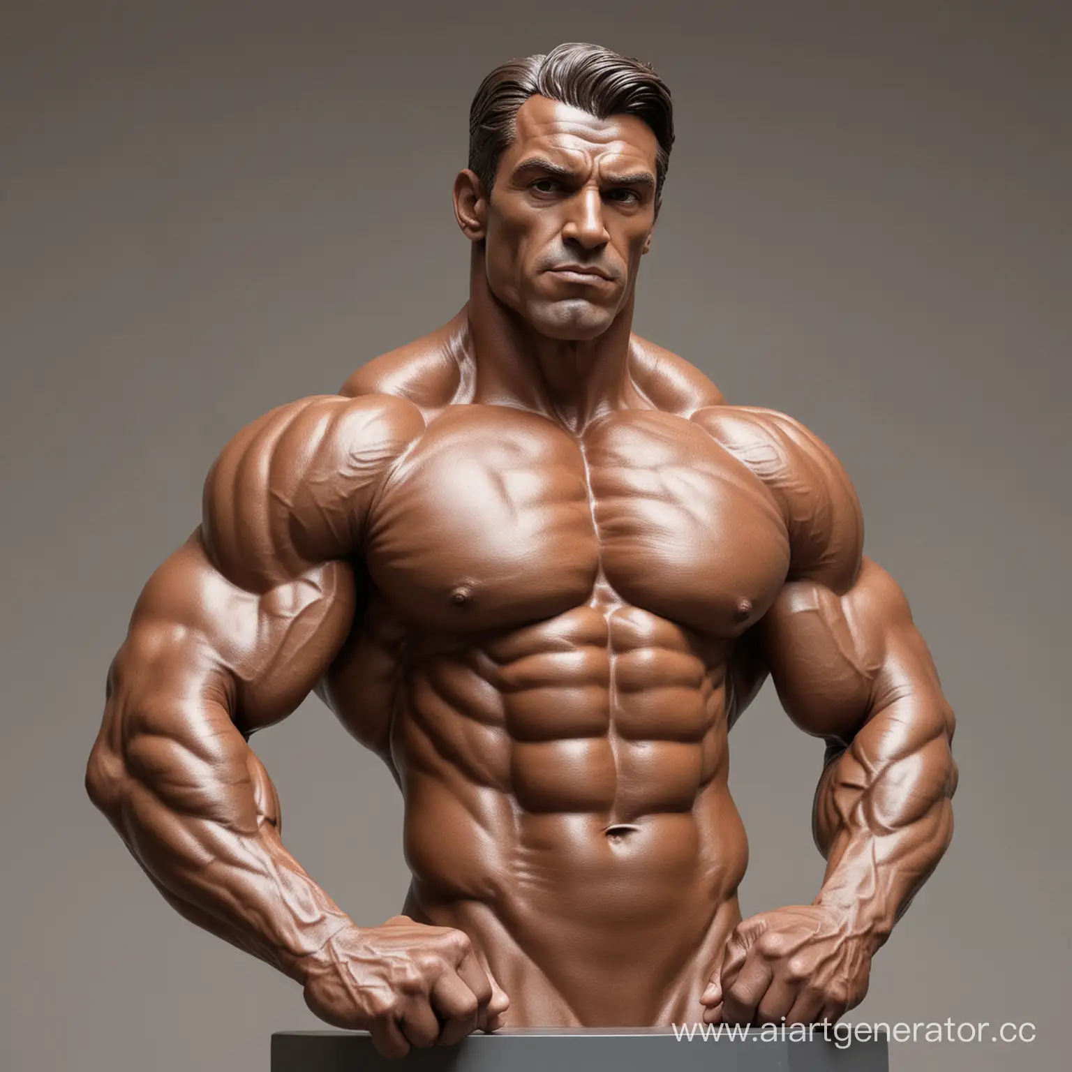 Muscular-Bodybuilder-Posing-in-Bust-Sculpture