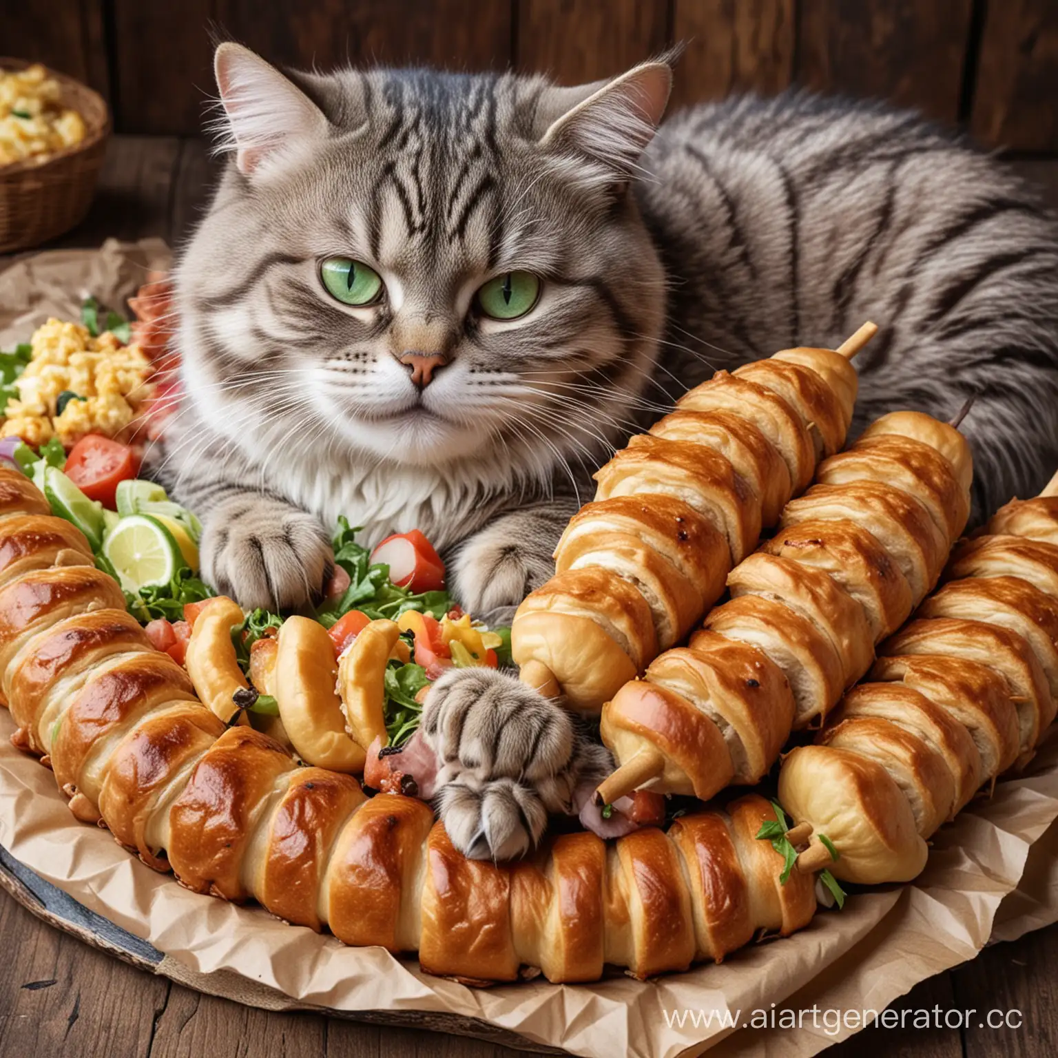 Cheshire-Cat-with-Enchanting-Green-Eyes-Holding-a-Kebab