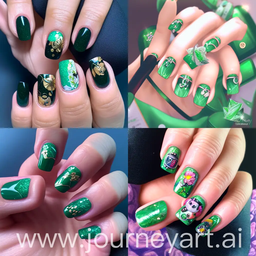 Y2K green nailart
