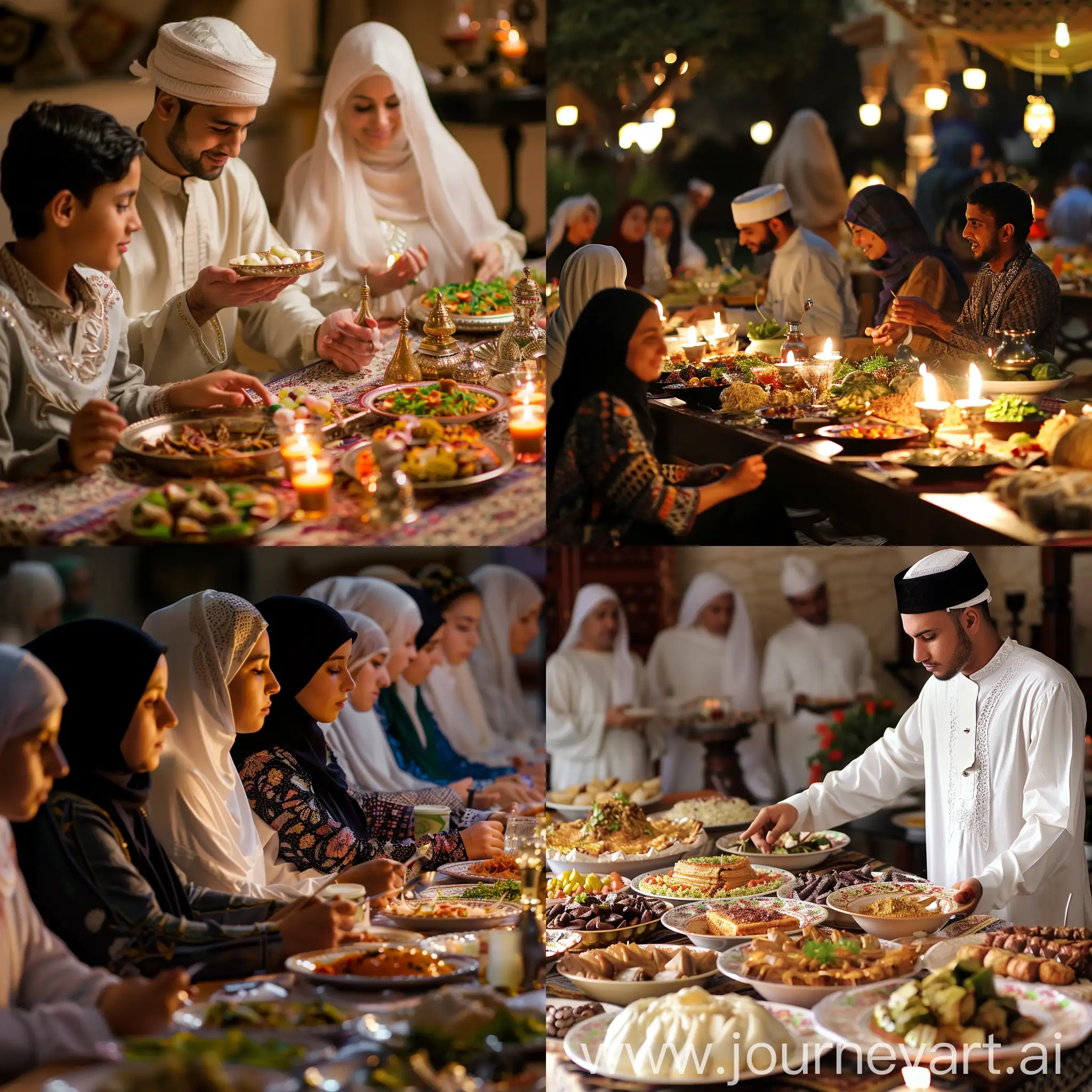 Vibrant-Ramadan-Celebration-with-Traditional-Clothing-and-Decorations