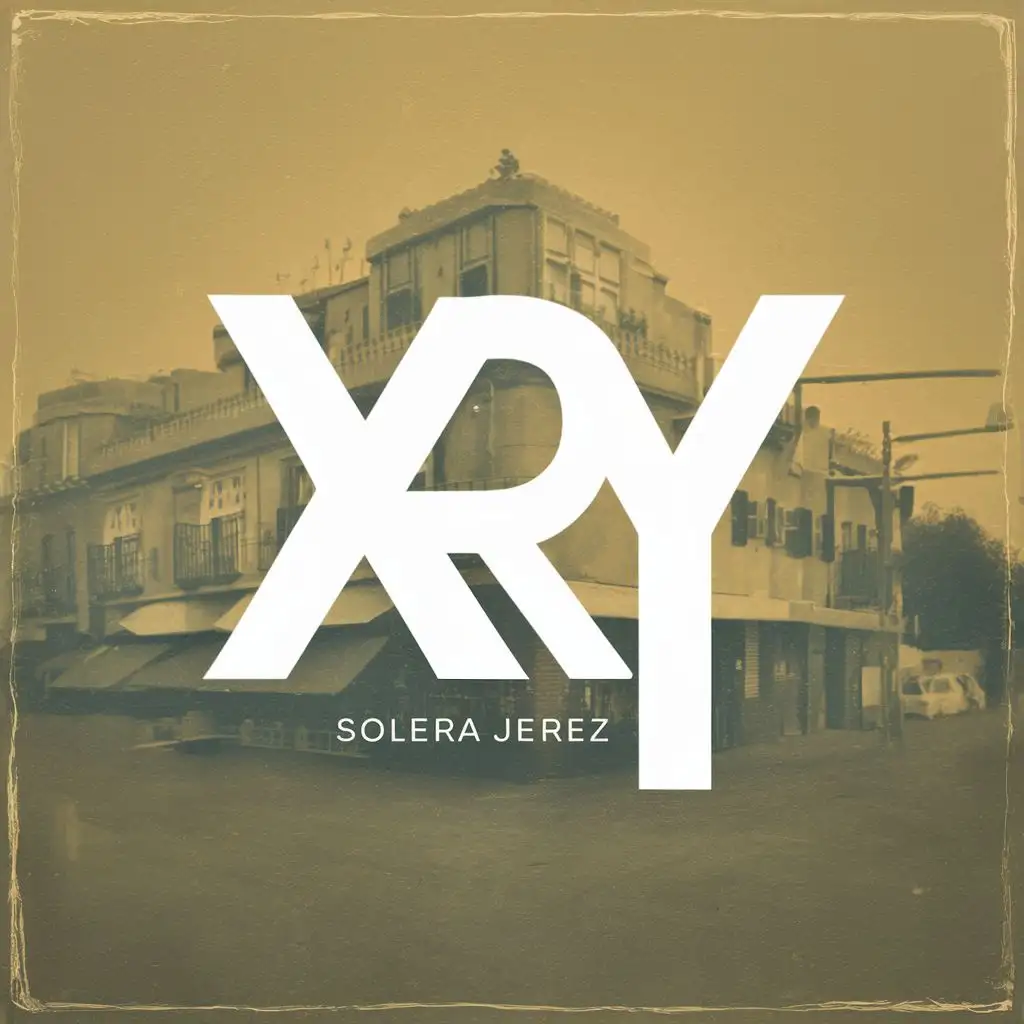 Minimalist Aesthetic Realism XRY Logo on Vintage Solera Jerez Background