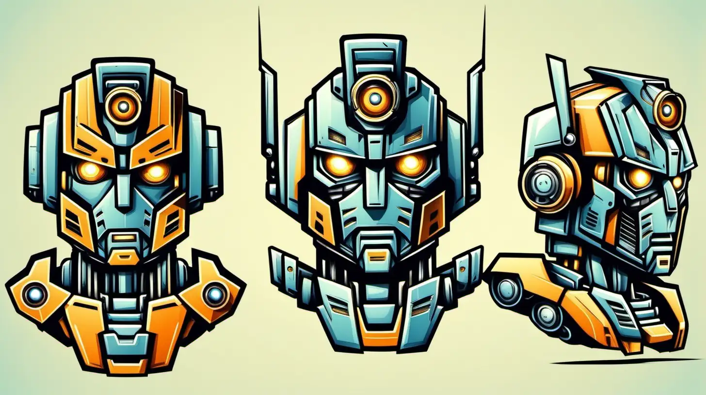 Colorful Cartoon Vector Robot Transformer Portrait