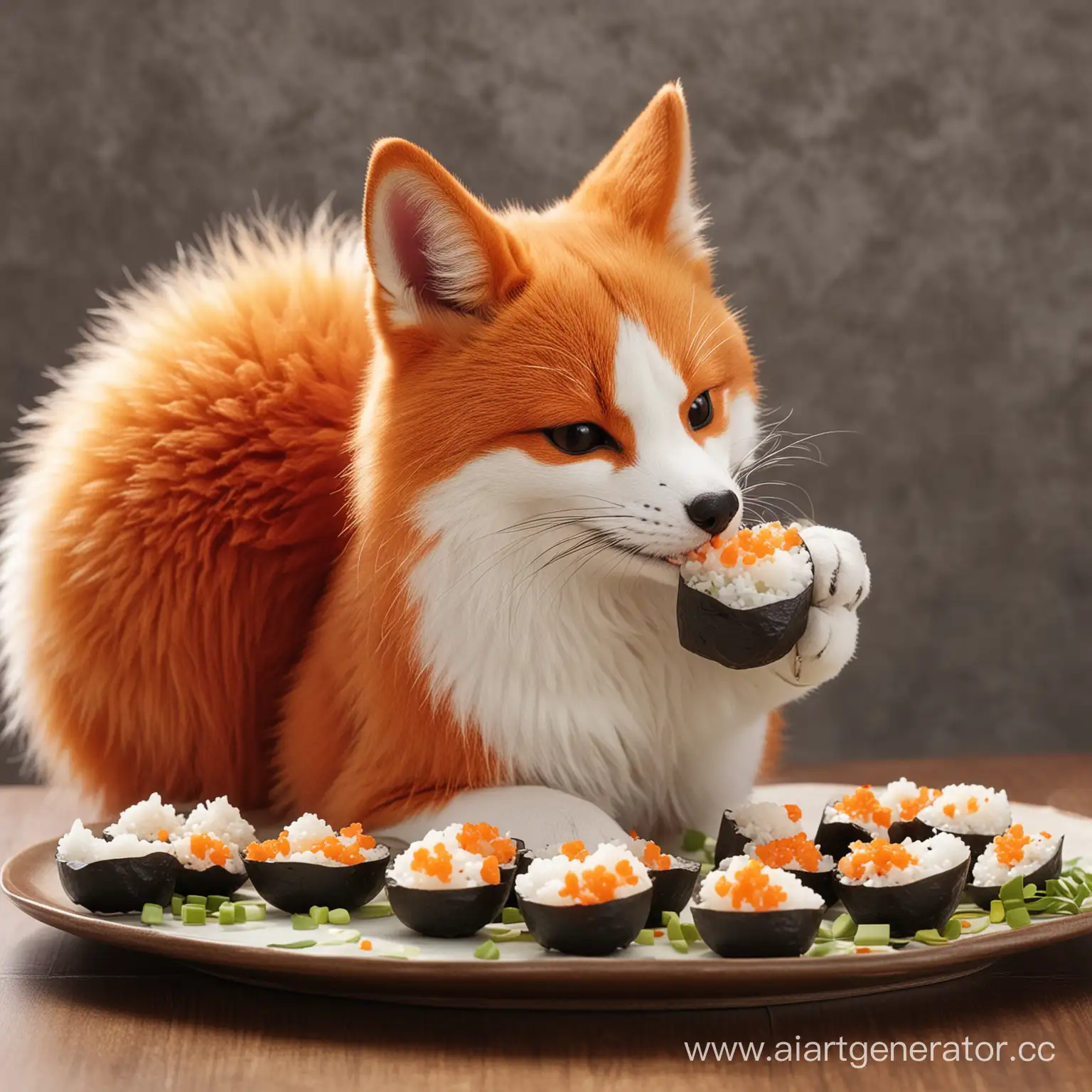 RedHaired-Kitsune-Enjoying-Onigiri-Feast