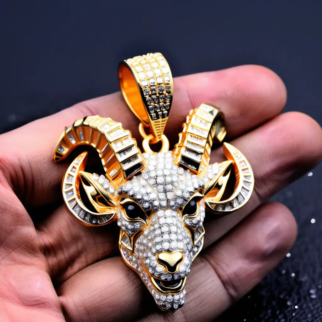 Majestic Goat Head Iced Pendant Exquisite Animalthemed Jewelry