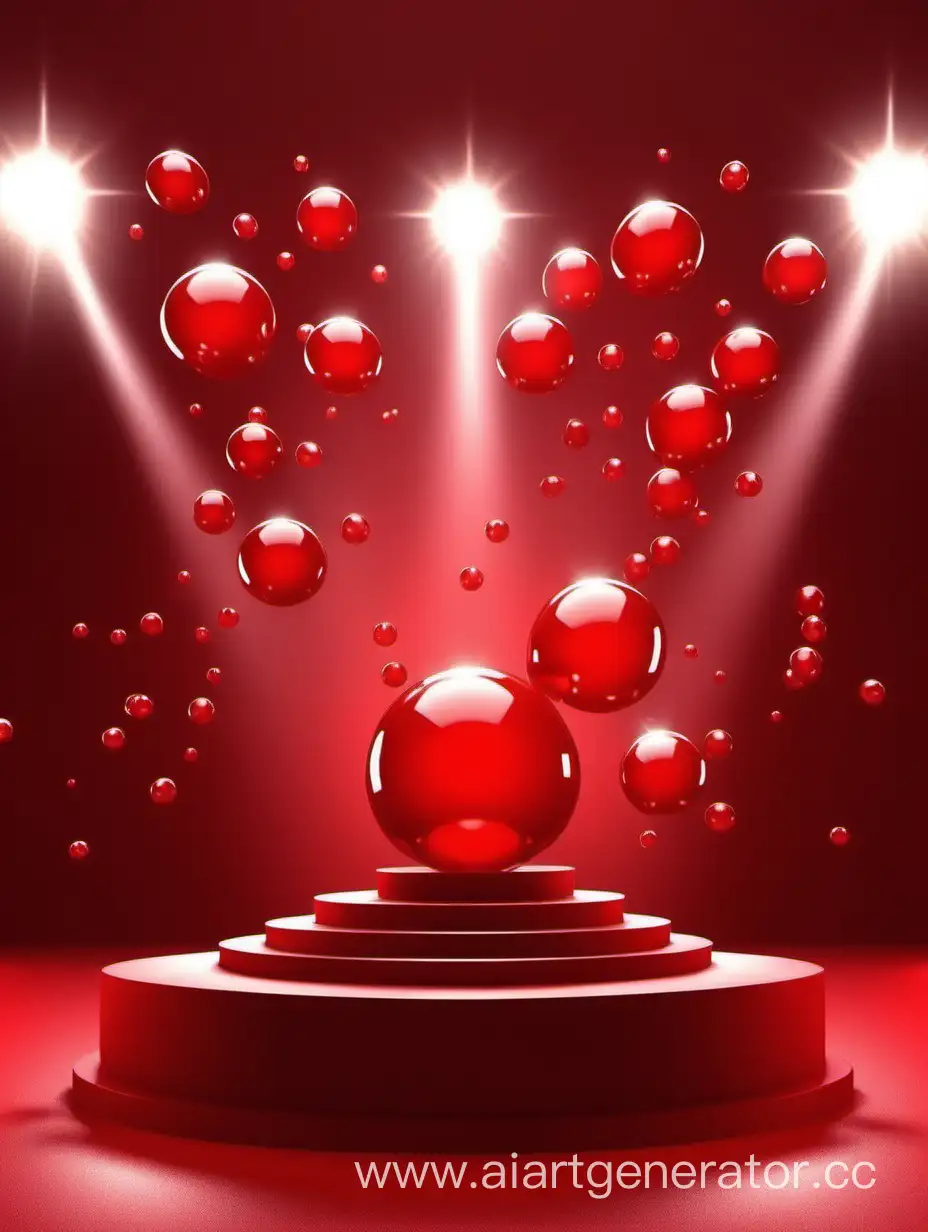 Vibrant-Red-Background-with-Illuminated-Floating-Spheres