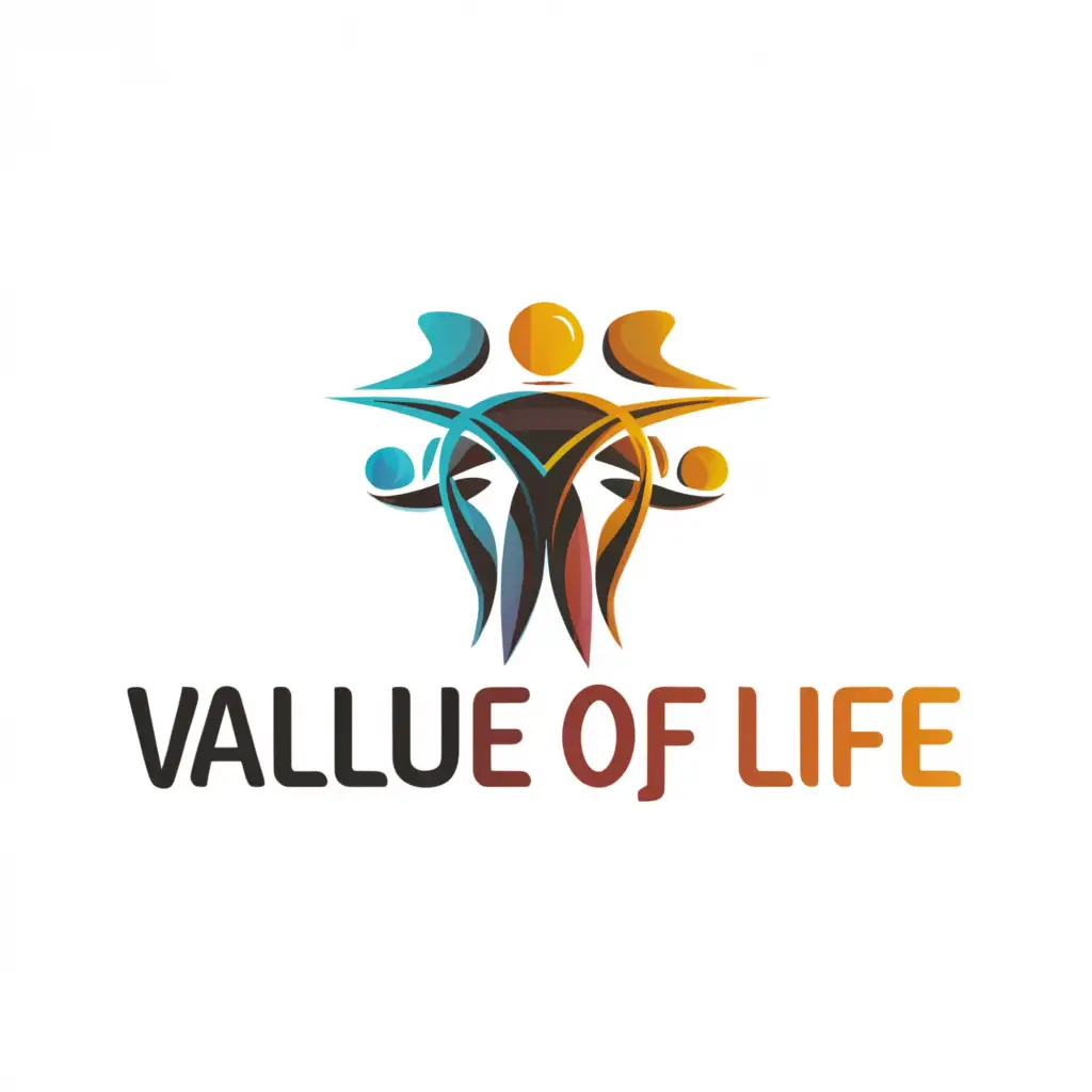 a logo design,with the text 'Value of Life', main symbol:person,complex,black background