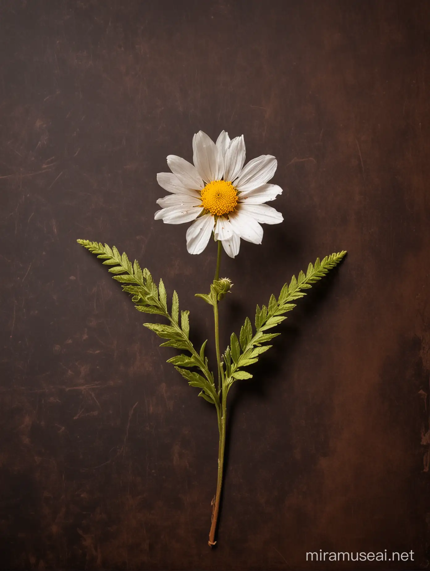 Vibrant Wildflowers Against Rustic Brown Background