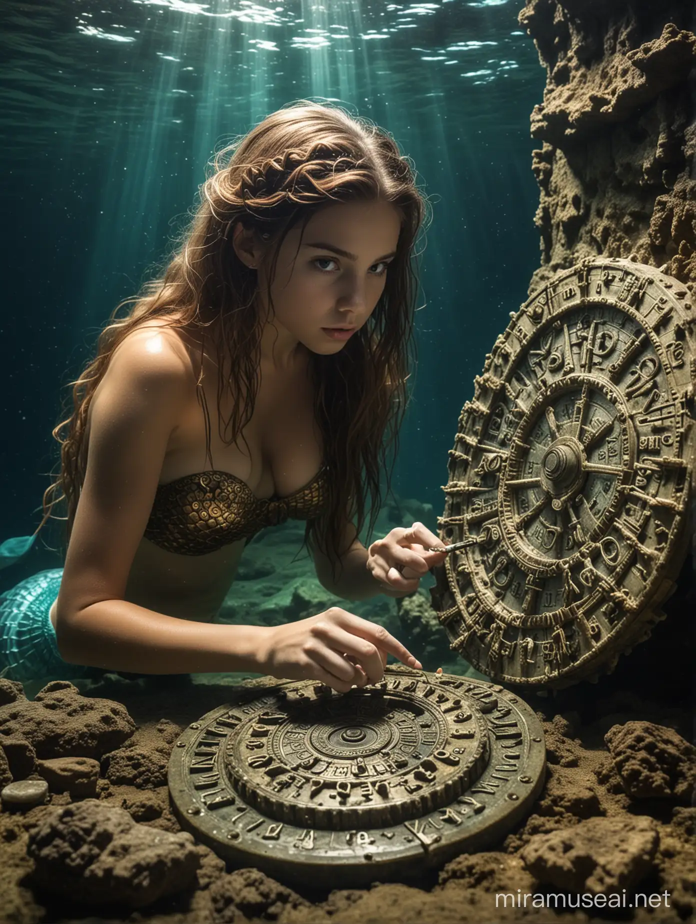 Underwater Mermaid Discovers Antique DecoderDial Artifact