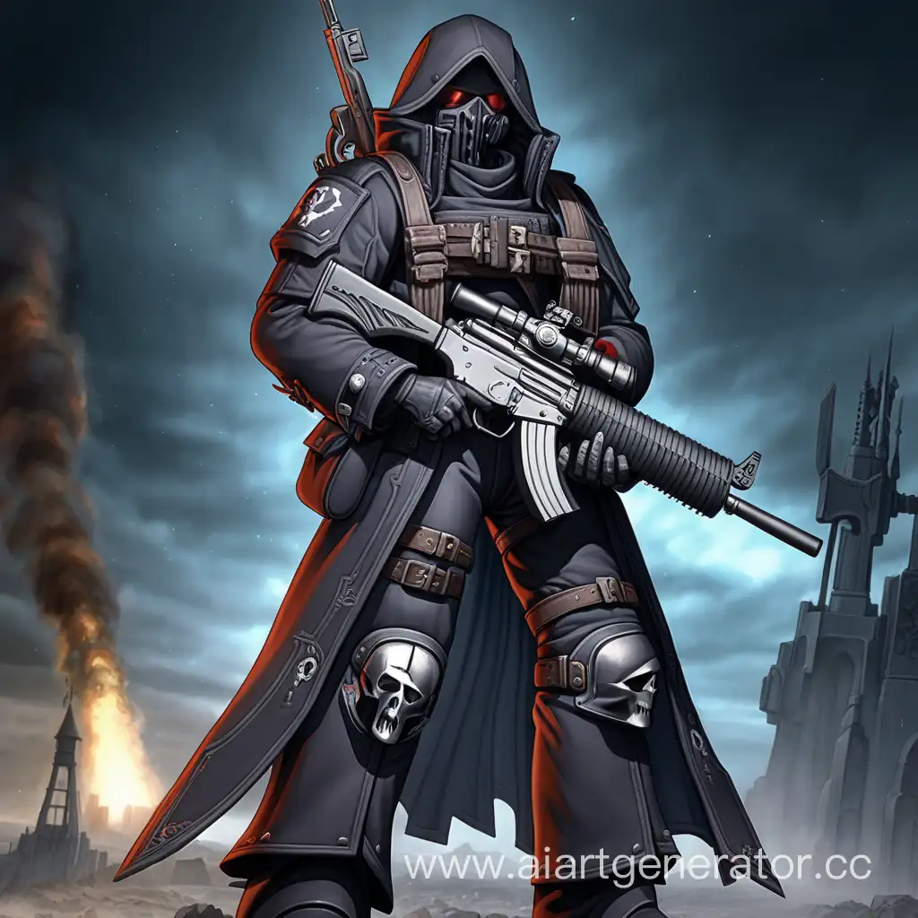 Warhammer-40000-Assassin-with-Rifle-in-Void-Anime-Scene