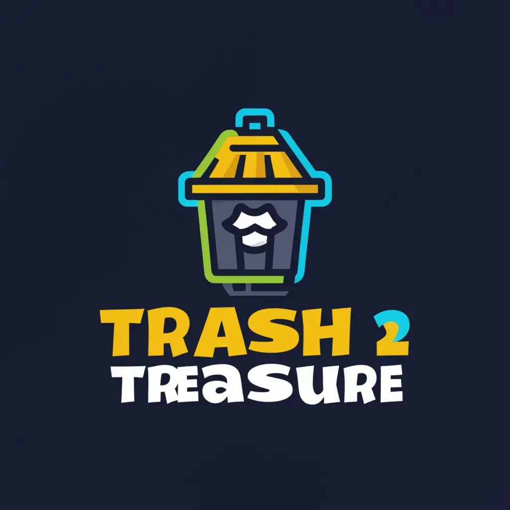 a logo design,with the text "Trash 2 Treasure", main symbol:dust bin,complex,clear background