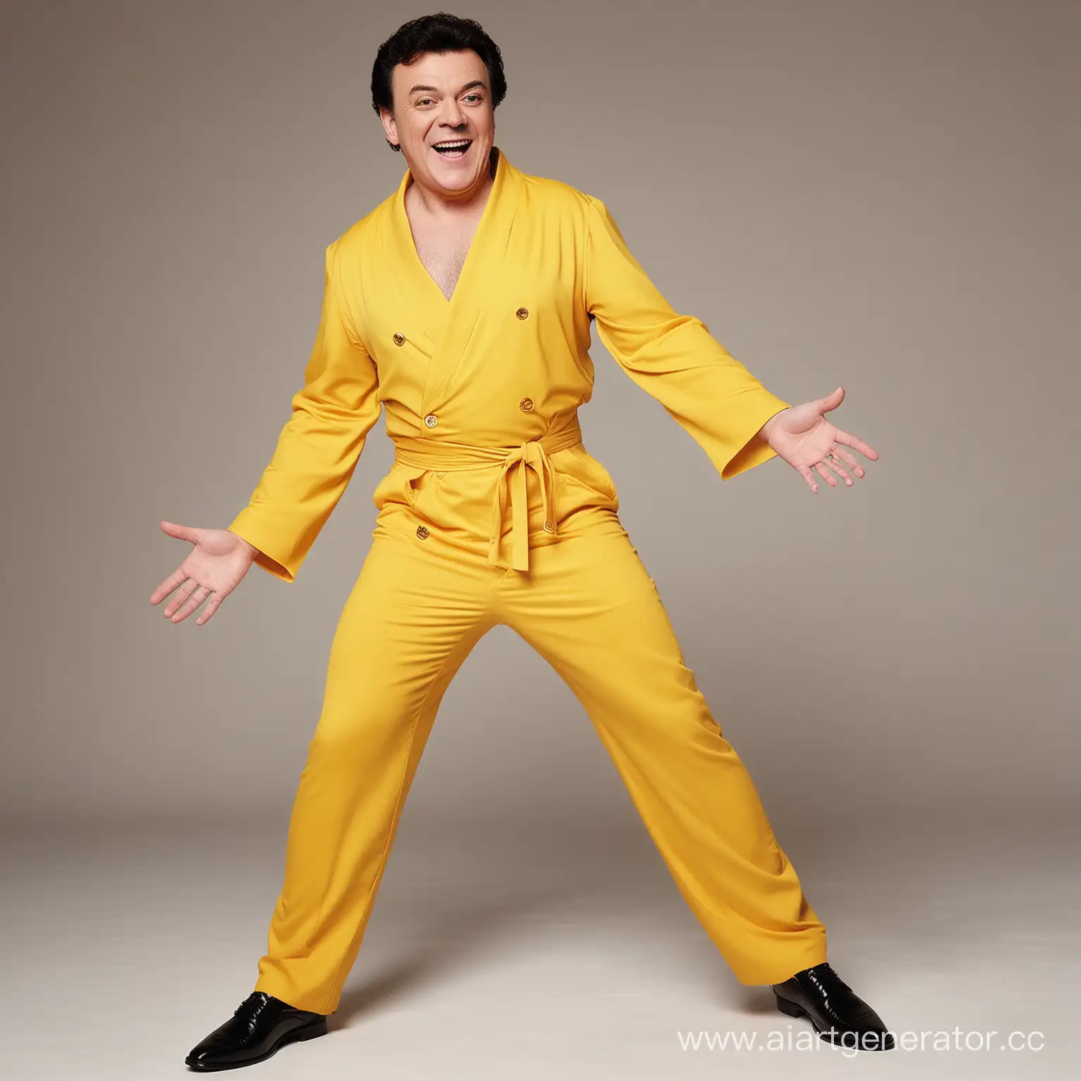 Joseph-Kobzon-Performing-in-Vibrant-Yellow-Jumpsuit