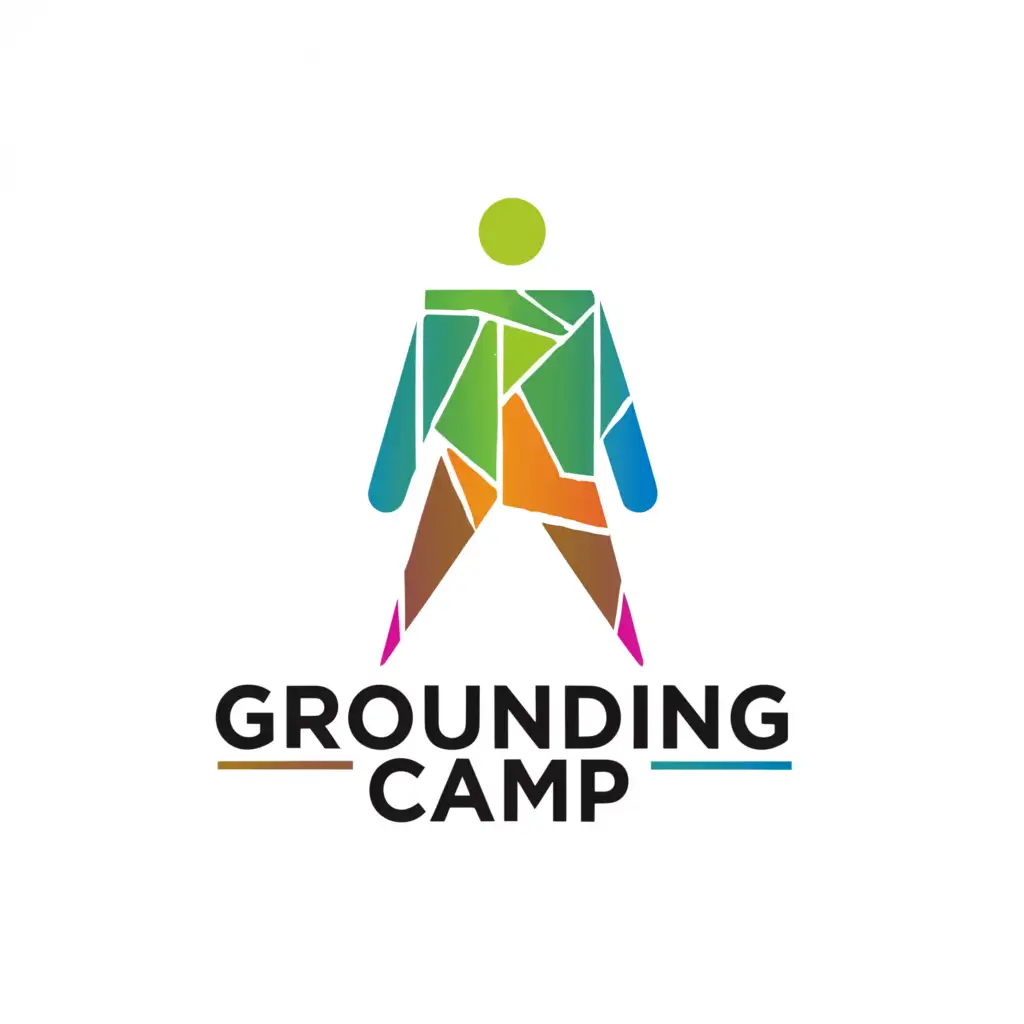 a logo design,with the text "Grounding Camp", main symbol:A holistic men standing on earth,Minimalistic,be used in Sports Fitness industry,clear background