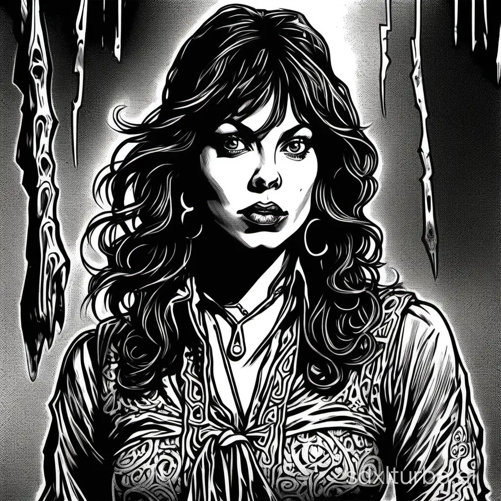 Young-Susanna-Hoffs-Gypsy-Rogue-with-a-Concerned-Expression-Black-and-White-Ink-Artwork