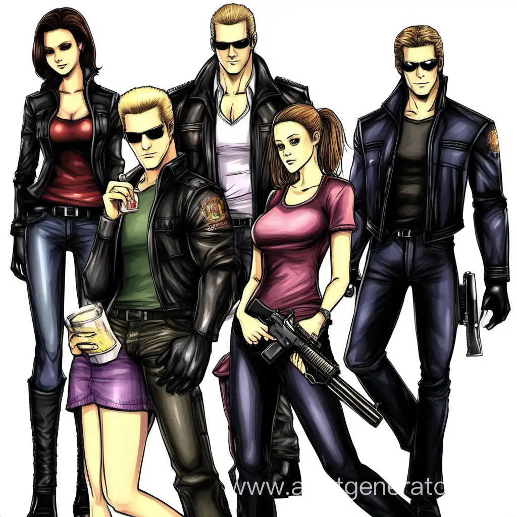 Albert Wesker and Sam Winchester and their girlfriends 