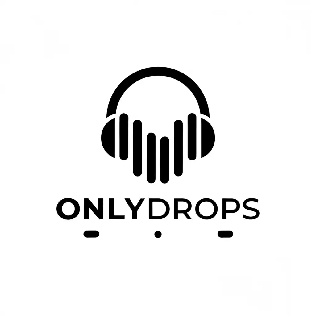 a logo design,with the text "Onlydrops", main symbol:Headphones,Moderate,clear background