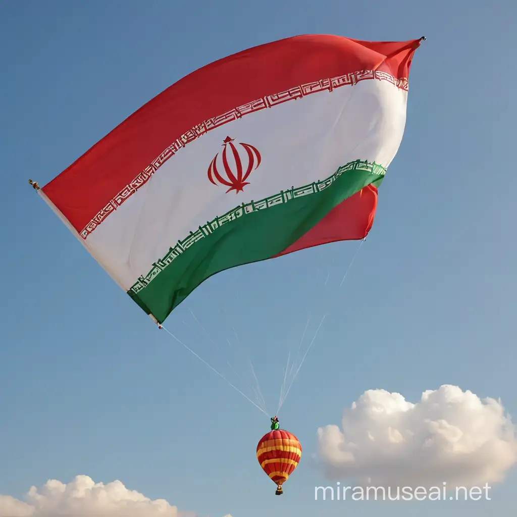 Colorful Balloons Creating the Flag of Iran in the Sky