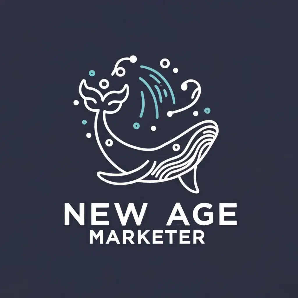 logo, whale, with the text "New Age Marketer", typography