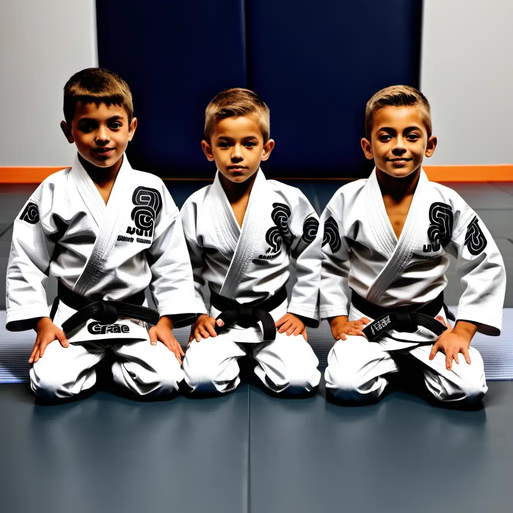 Young Boys in White Kimonos Preparing for Brazilian Jiu Jitsu Class at Gracie Humaita Academy