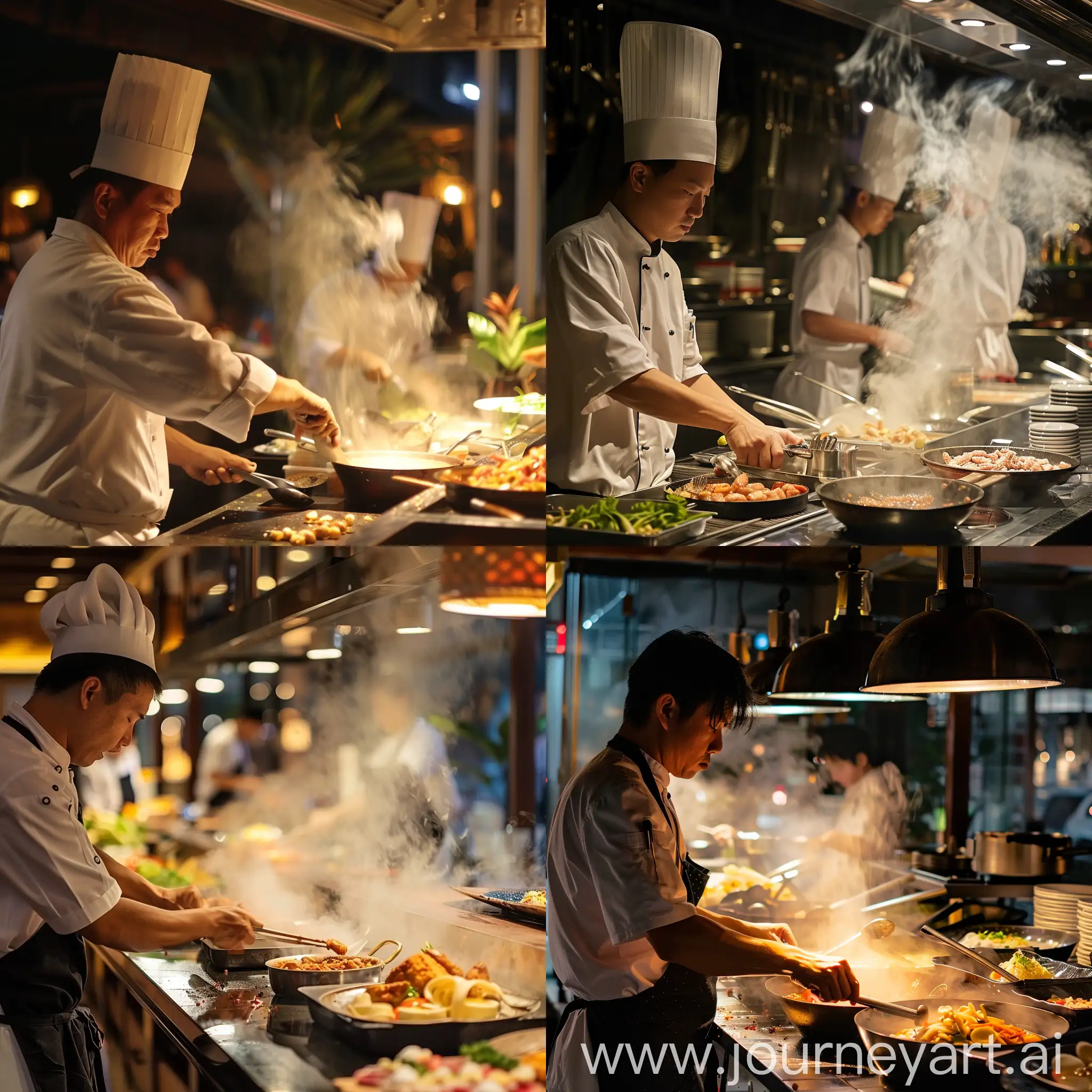 a chef at cooking station