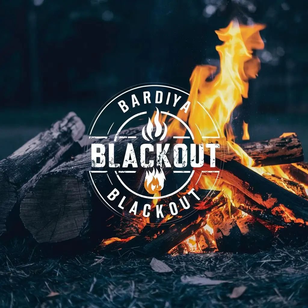 LOGO-Design-For-BARDIYA-BLACKOUT-Rustic-Campfire-with-Text-Typography