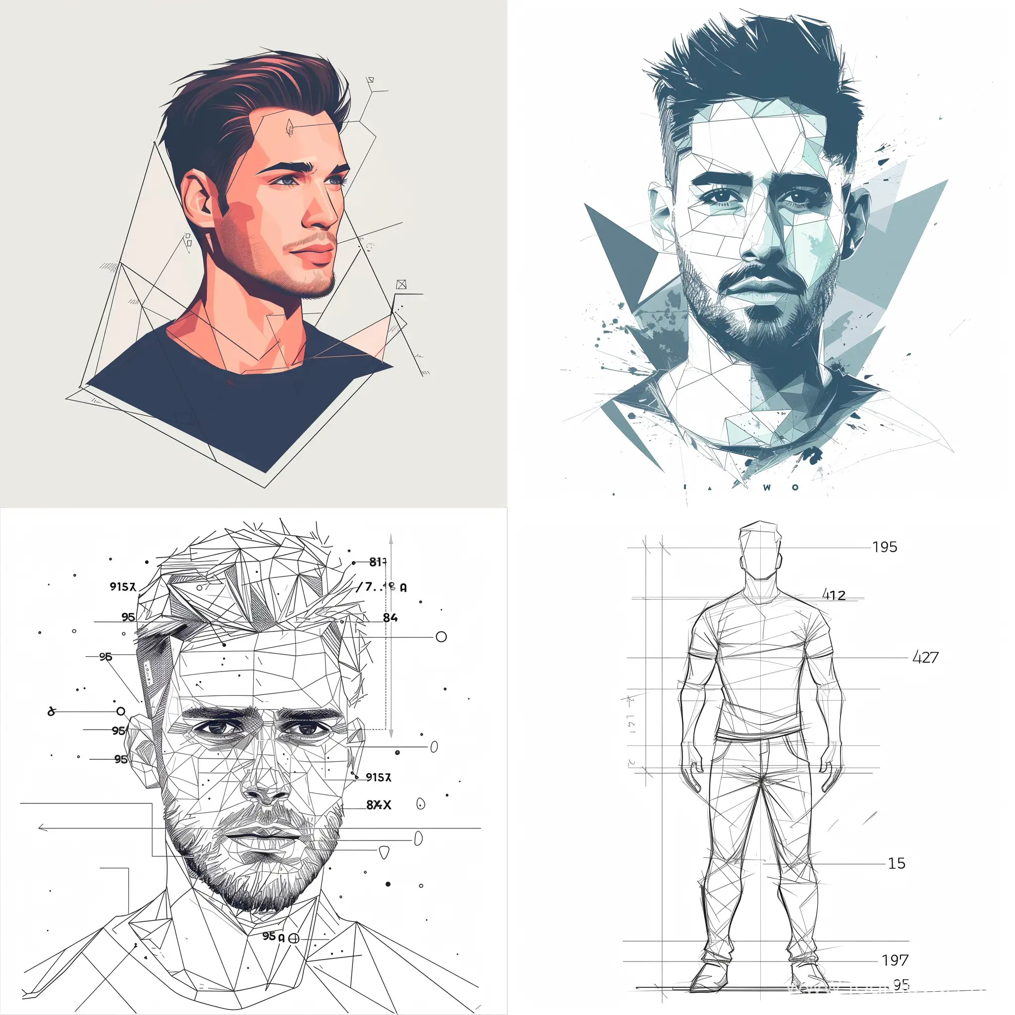 Geometric-Avatar-for-Social-Network-95kg-Man-with-Numeric-Elements