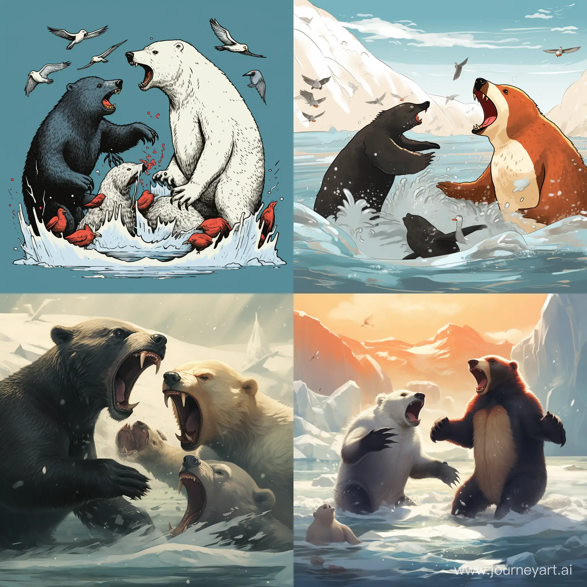 Arctic-Showdown-Penguins-Engage-in-Epic-Battle-with-Polar-Bears