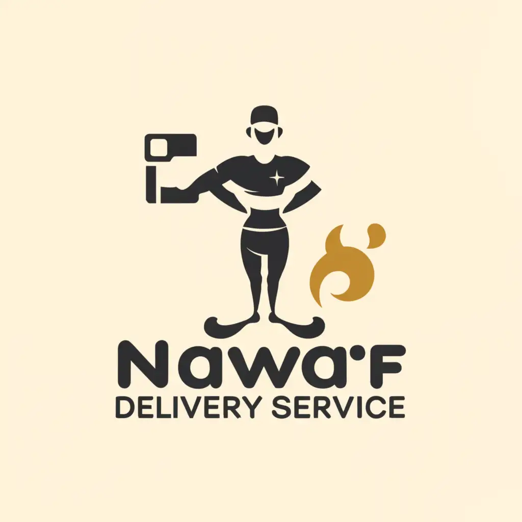 a logo design,with the text "Nawaf Delivery Service", main symbol:Delivery Person With underwear,Moderate,clear background