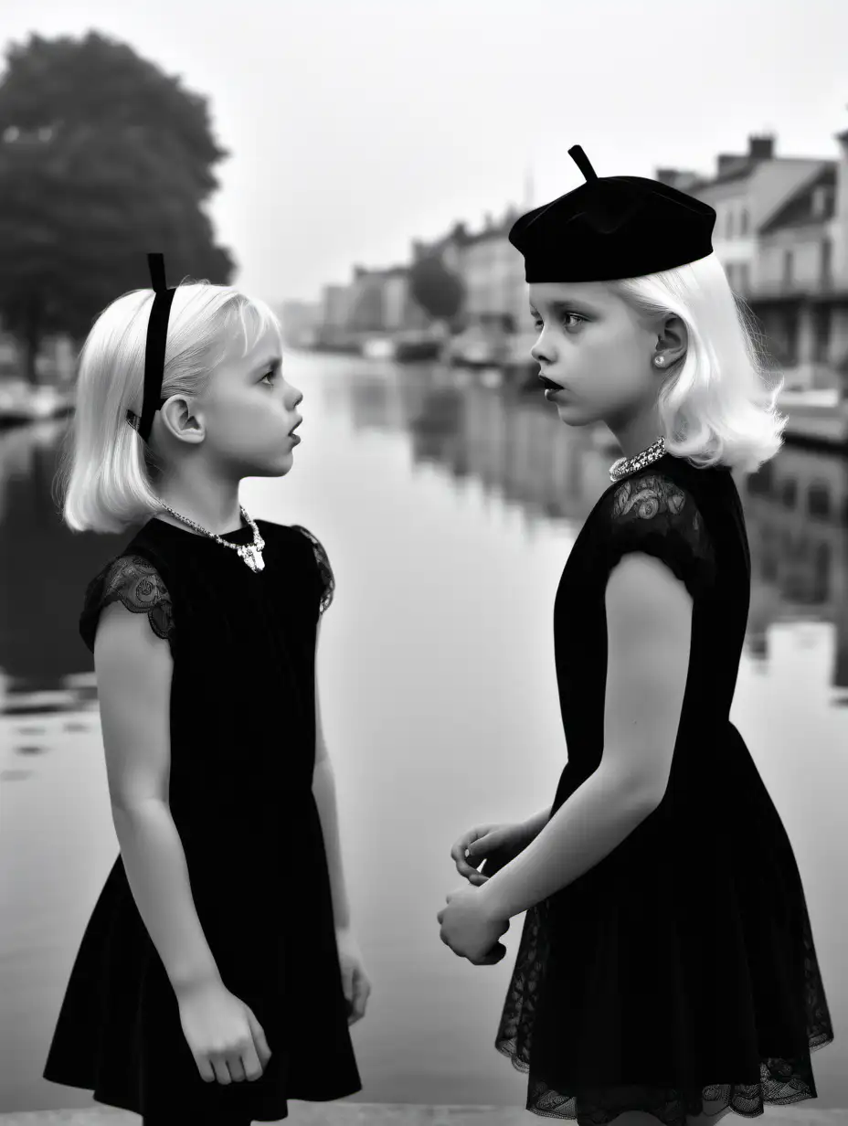 Young Sisters Embrace in Vintage French Cityscape