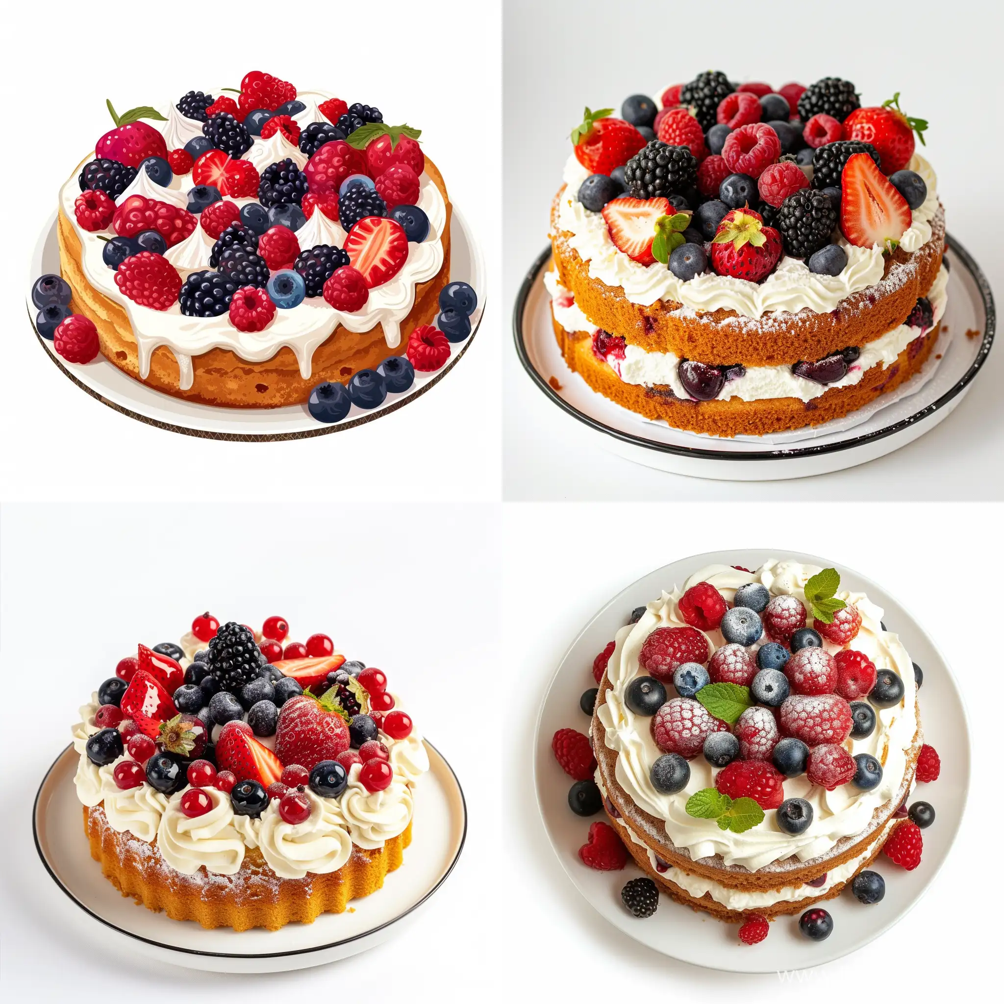 Delicious-Berry-Cream-Cake-on-White-Background