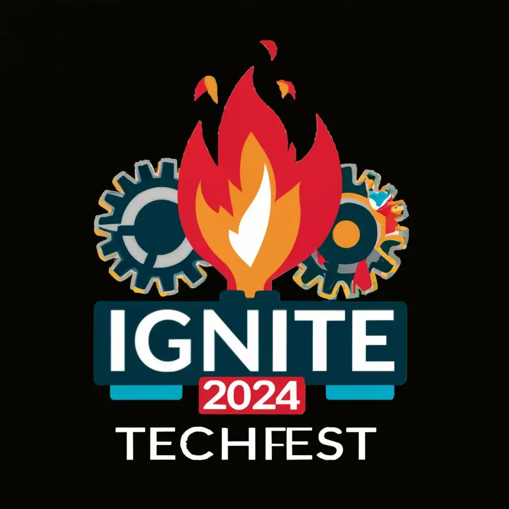 logo, Ignite, with the text "IGNITE 2024
TECHFEST", typography, be used in Education industry
