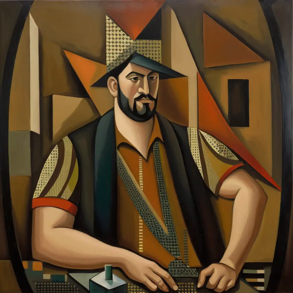 Cubist style oil painting from this picture 