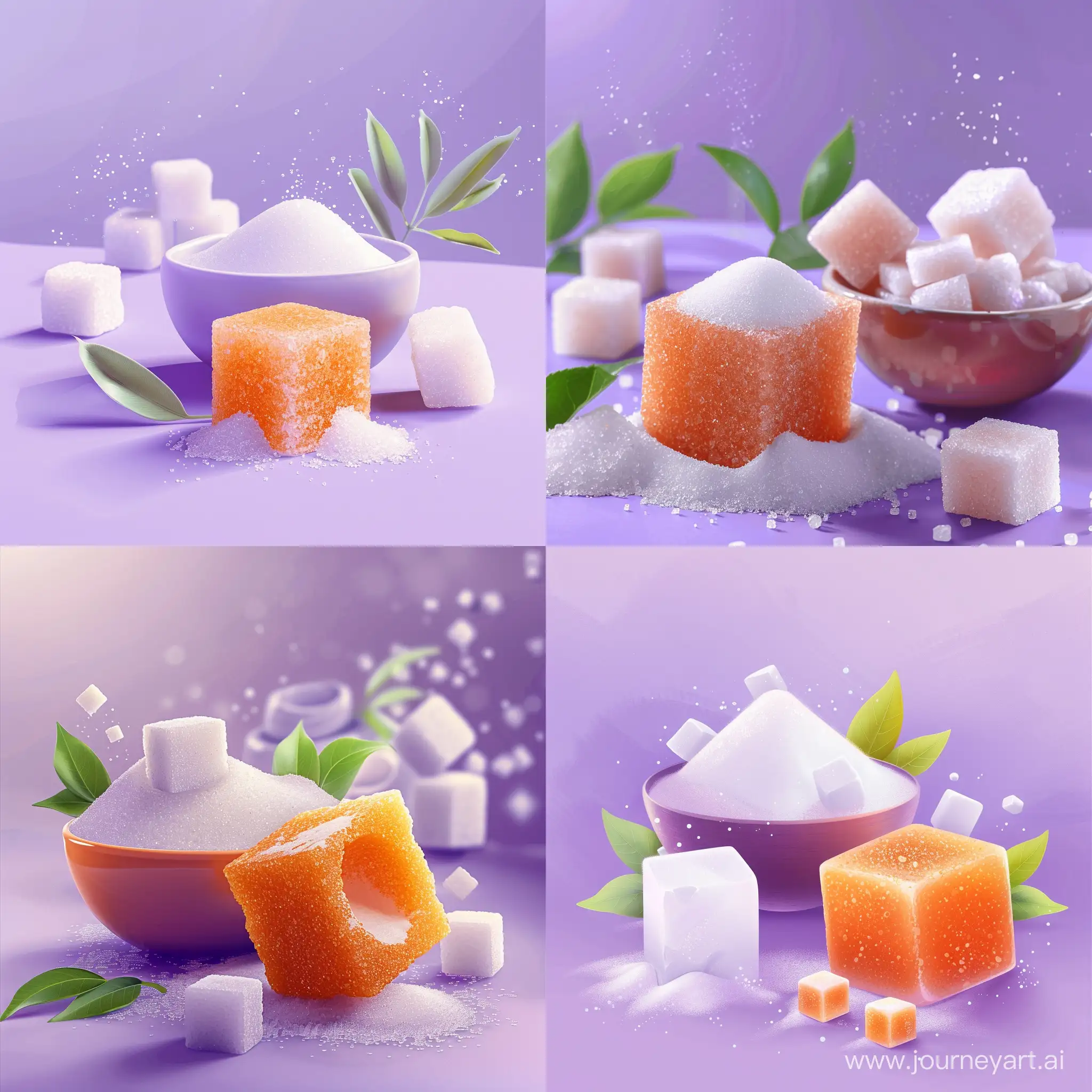 Joyful-Orange-Sugar-Cube-and-Bowl-on-Purple-Background