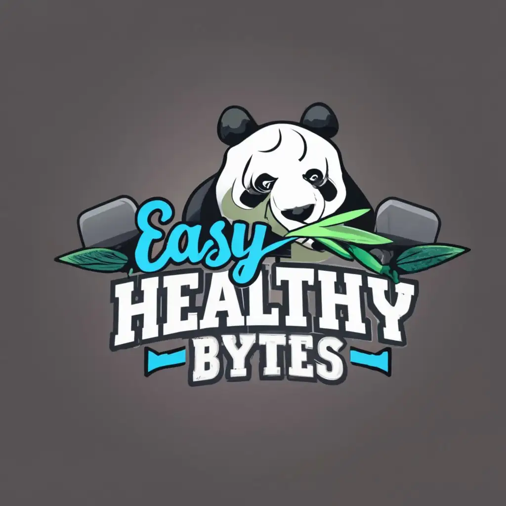 LOGO-Design-For-EasyHealthyBytes-Energetic-Panda-Emblem-with-Dynamic-Typography-for-Sports-Fitness-Enthusiasts