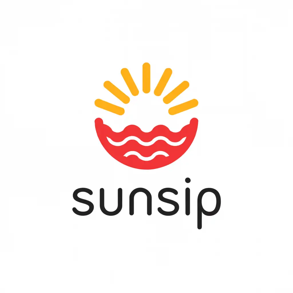 a logo design,with the text "SunSip", main symbol:fruit and sun,Minimalistic,clear background