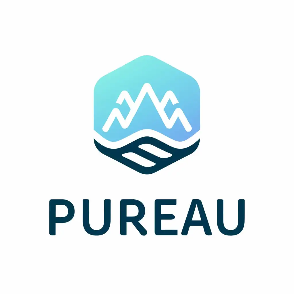a logo design,with the text "PurEau", main symbol:snow capped Swiss Alps, pure water,Moderate,clear background