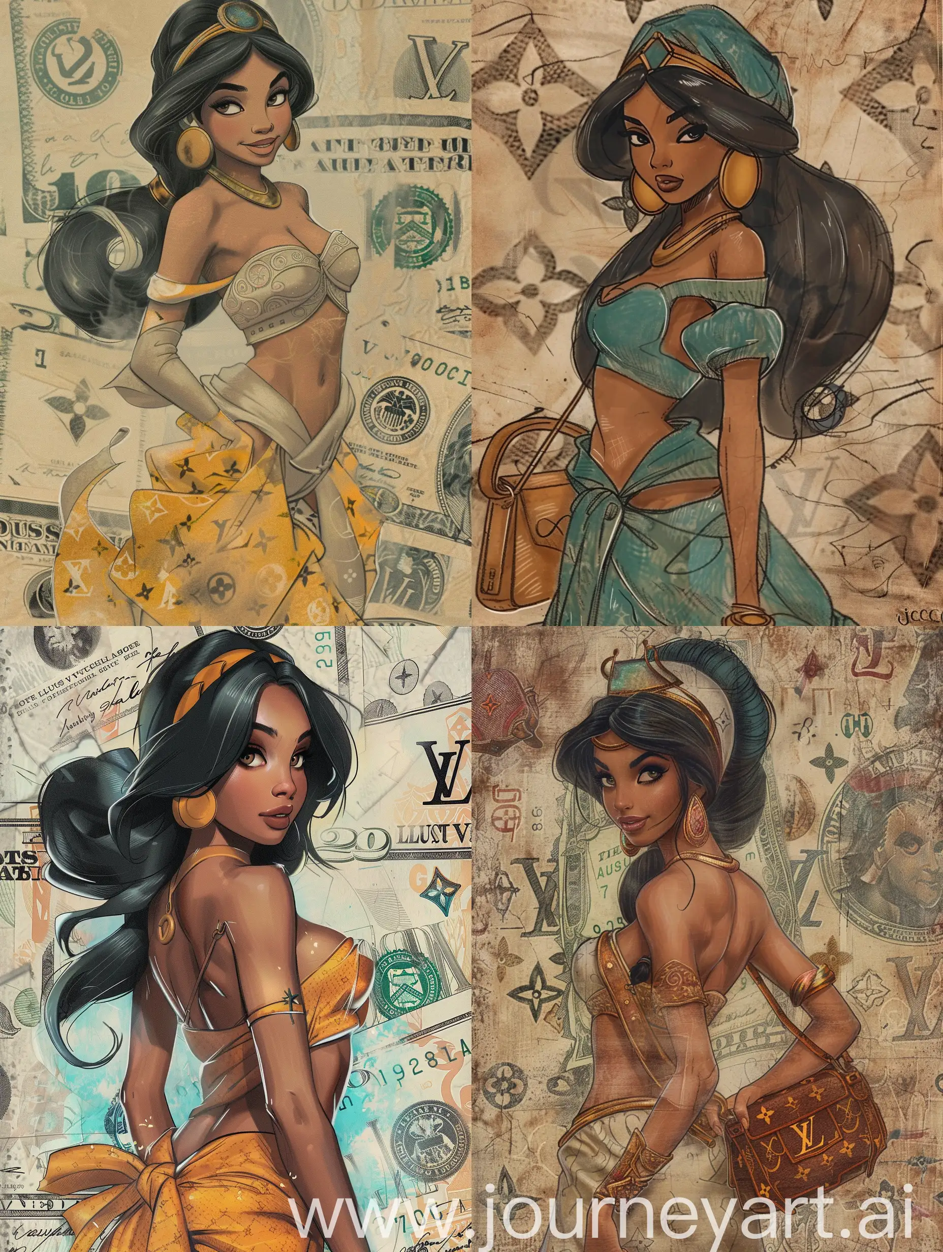 Princess-Jasmine-Wearing-Louis-Vuitton-and-Gucci-in-a-Lavish-34-Drawing