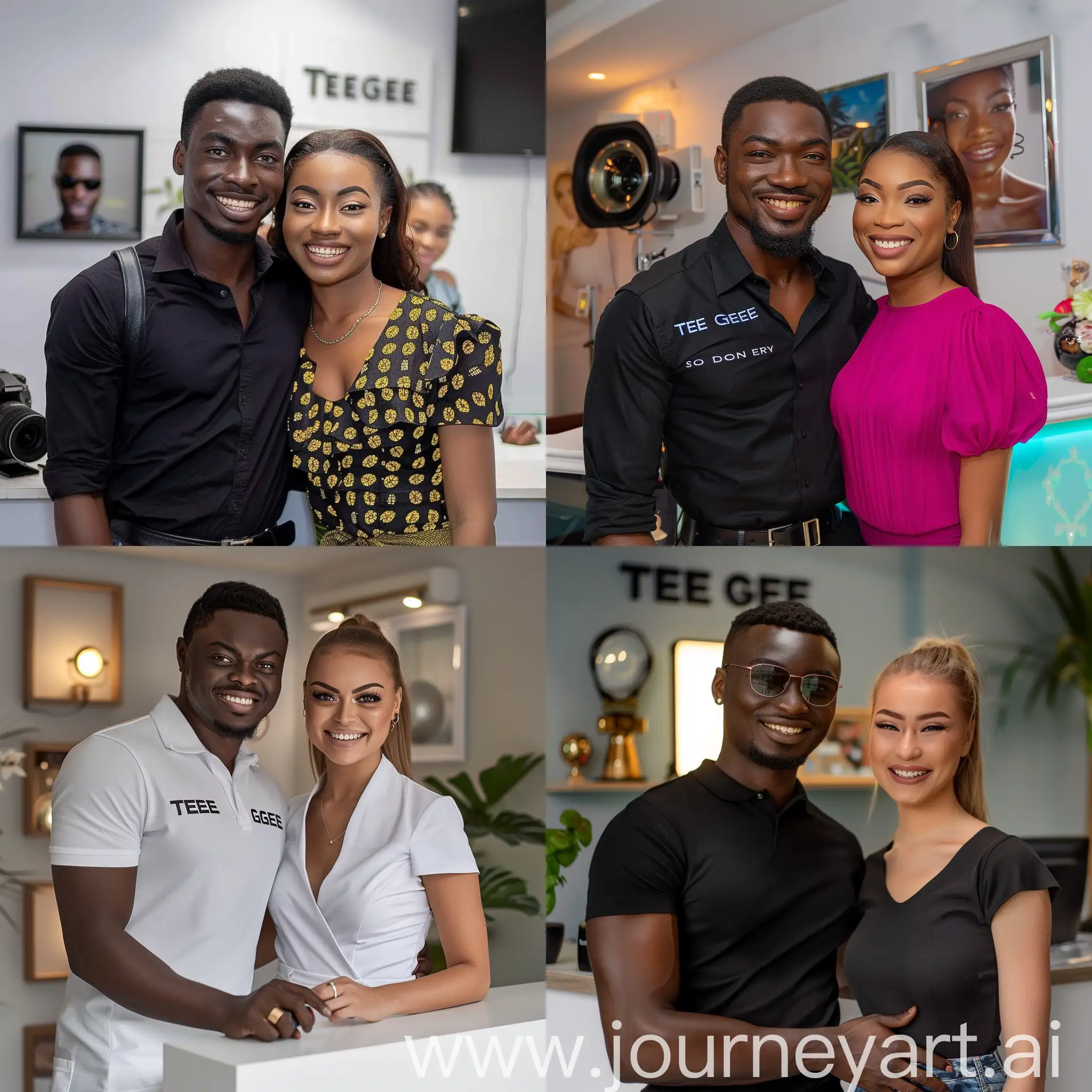 Modern-Photo-Studio-Reception-Nigerian-Photographer-and-Receptionist-Smiling-at-TeeGee-Lens