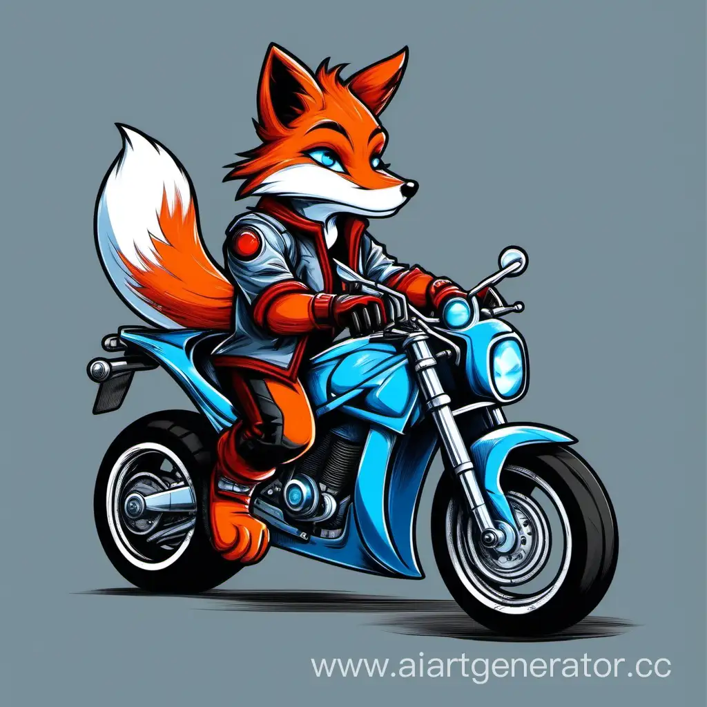 Sleek-RedHaired-Fox-Biker-Riding-Solo-on-a-Sport-Motorcycle