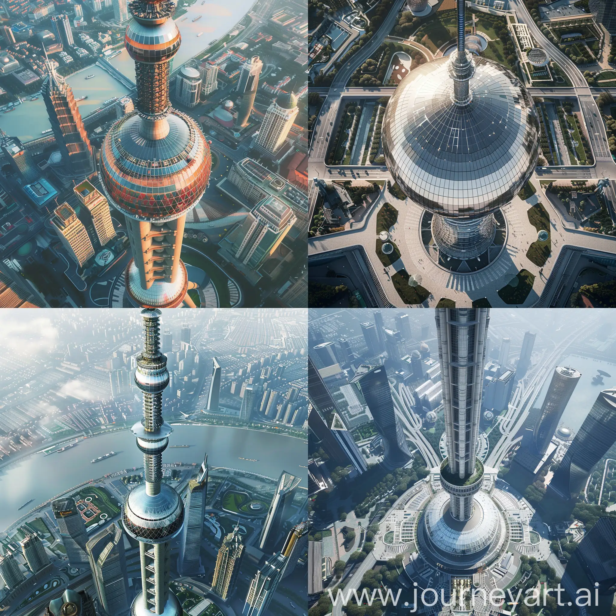 Oriental-Pearl-Tower-in-Realistic-Detail-Absurdly-HighResolution-View-from-Above