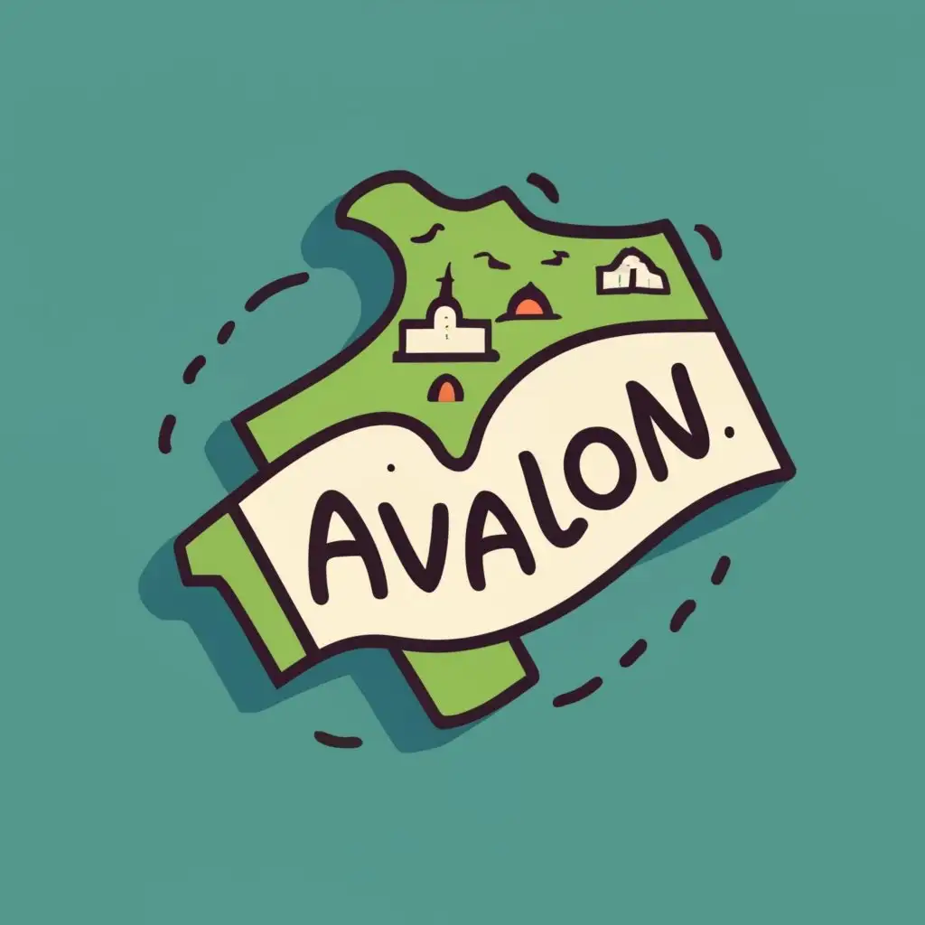 logo, Island, map, with the text "Avalon

", typography, be used in Travel industry