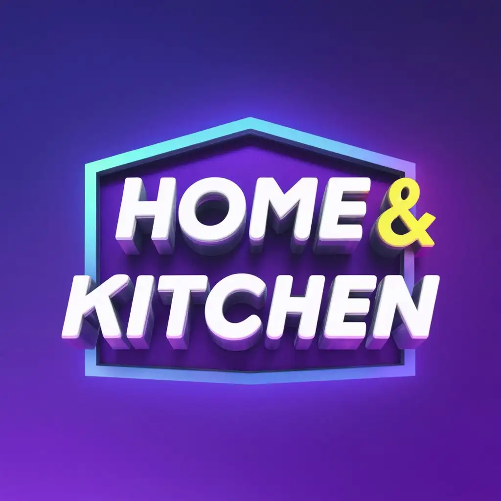 logo, 3d, with the text "Home & Kitchen", typography