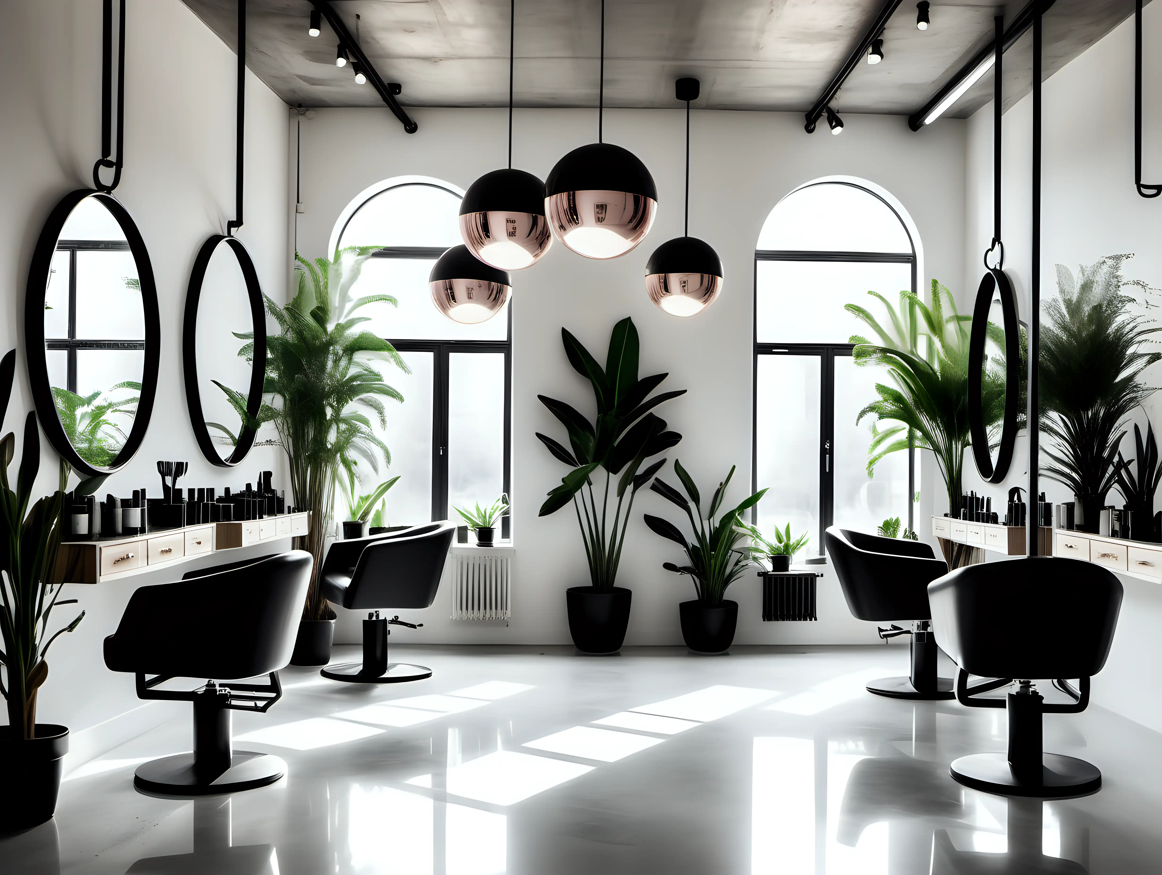 Modern Hair Salon with Bright Exposed Concrete and Minimalistic Design