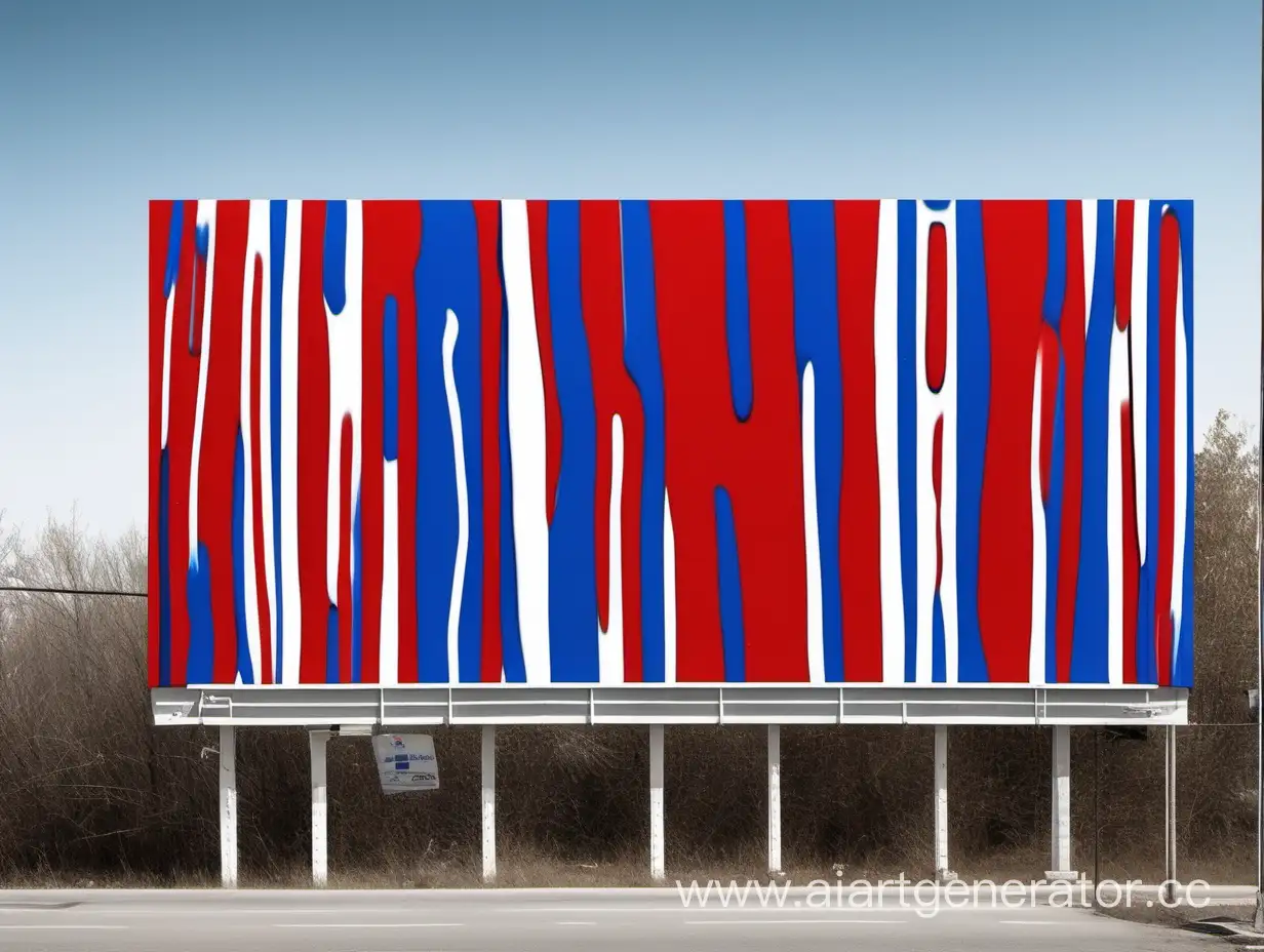 красный, синий, белый оттенки на билборде красками